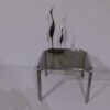 Vintage verchroomd stalen buisframe salontafel met rookglazen blad / 1970