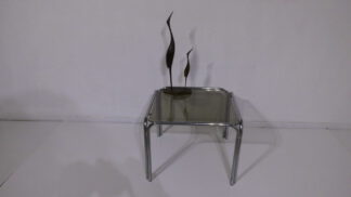 Vintage verchroomd stalen buisframe salontafel met rookglazen blad / 1970